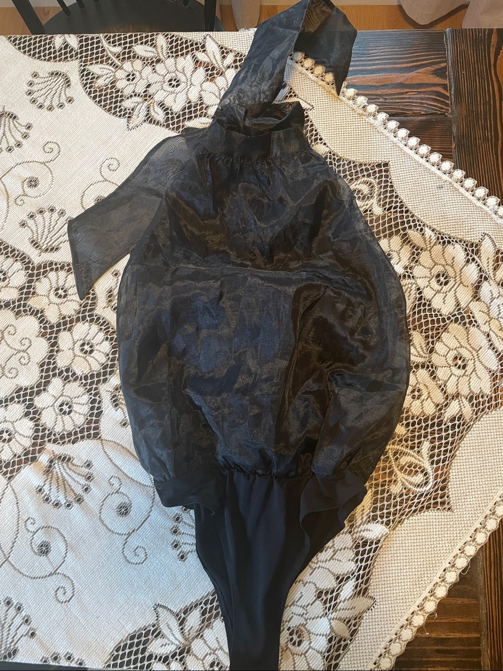 Thirty Thirty LA Black Sheer Lined Poly Sheer Halter Bodysuit Size S NWT